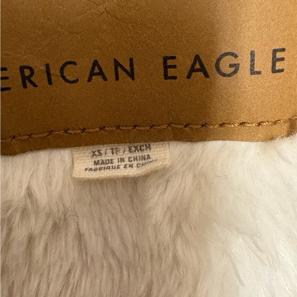 American Eagle MENS XS Sherpa Lined Jean Jacket Ranch Trucker Acid Washed Denim - Picture 3 of 9